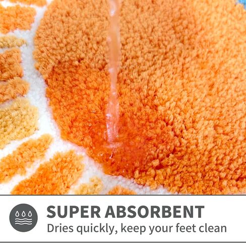 Boho Sun Bath Rug, Half Circle Bath Mat, Soft Plush Fluffy Absorbent Quick Dry Shower Rug, High-Low Pile Non Slip Floor Mat for Bathroom, Bedroom, Living Room, Kitchen Sink & Kids Room, 19.6"x35" in Saudi Arabia