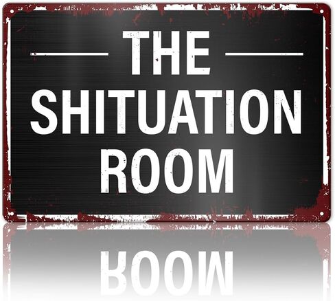 Vintage The Situation Room Funny Bathroom Metal Signs Wall Decor 12 X 8 Inches, Funny Toilet Room Decorations Signs for Guest Bathroom Restroom Washroom in Saudi Arabia