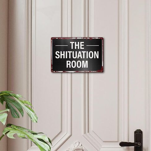 Vintage The Situation Room Funny Bathroom Metal Signs Wall Decor 12 X 8 Inches, Funny Toilet Room Decorations Signs for Guest Bathroom Restroom Washroom in Saudi Arabia