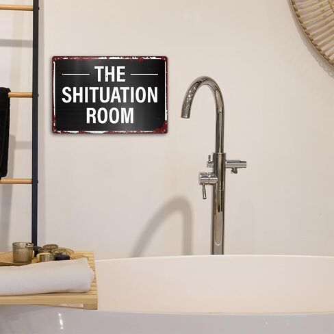 Vintage The Situation Room Funny Bathroom Metal Signs Wall Decor 12 X 8 Inches, Funny Toilet Room Decorations Signs for Guest Bathroom Restroom Washroom in Saudi Arabia