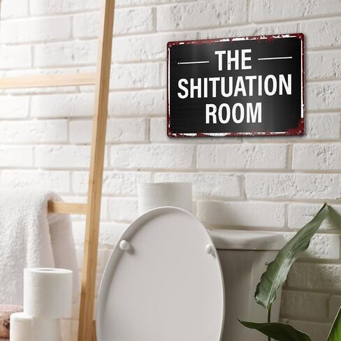 Vintage The Situation Room Funny Bathroom Metal Signs Wall Decor 12 X 8 Inches, Funny Toilet Room Decorations Signs for Guest Bathroom Restroom Washroom in Saudi Arabia