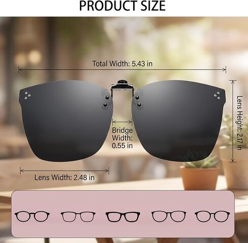 CZFDHP Clip On Sunglasses That Fit Over Glasses, Polarized Clip Ons for Men and Women, Anti-Glare Driving Sun Shades for Myopia Eyewear in Saudi Arabia