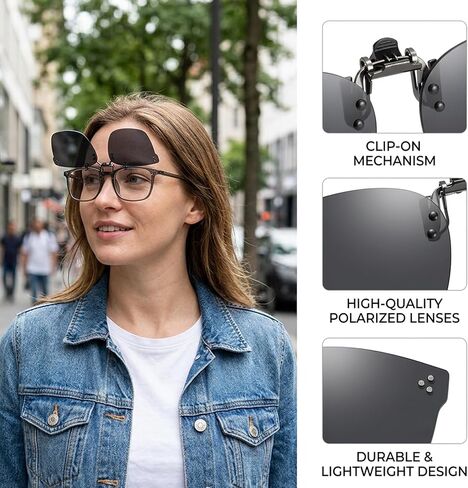 CZFDHP Clip On Sunglasses That Fit Over Glasses, Polarized Clip Ons for Men and Women, Anti-Glare Driving Sun Shades for Myopia Eyewear in Saudi Arabia