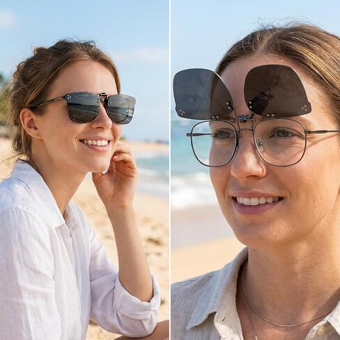 CZFDHP Clip On Sunglasses That Fit Over Glasses, Polarized Clip Ons for Men and Women, Anti-Glare Driving Sun Shades for Myopia Eyewear in Saudi Arabia