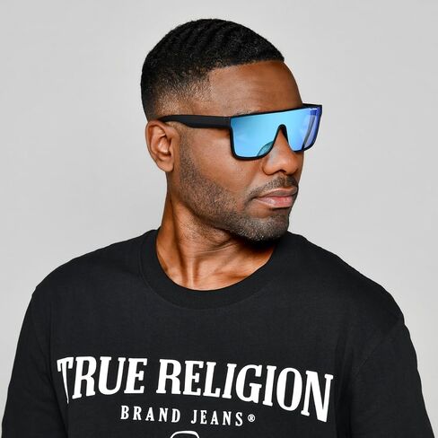 نظارة شمسية للرجال من True Religion Sky's Blue Flash Black Shield in Kuwait