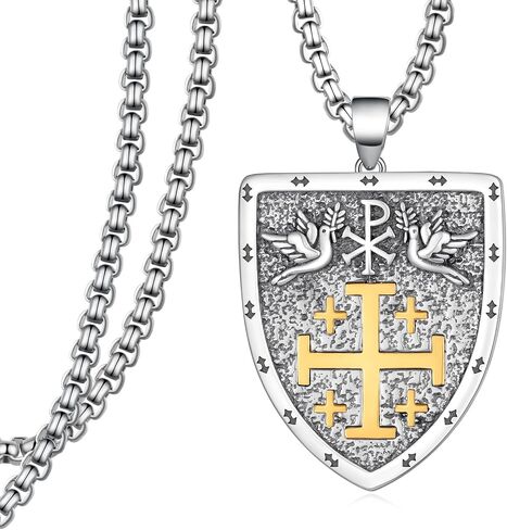 Jerusalem Cross Necklace 925 Sterling Silver Jerusalem Cross Necklace for Men Episcopal Gifts for Men Women in Saudi Arabia