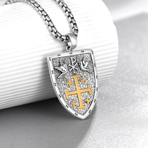 Jerusalem Cross Necklace 925 Sterling Silver Jerusalem Cross Necklace for Men Episcopal Gifts for Men Women in Saudi Arabia