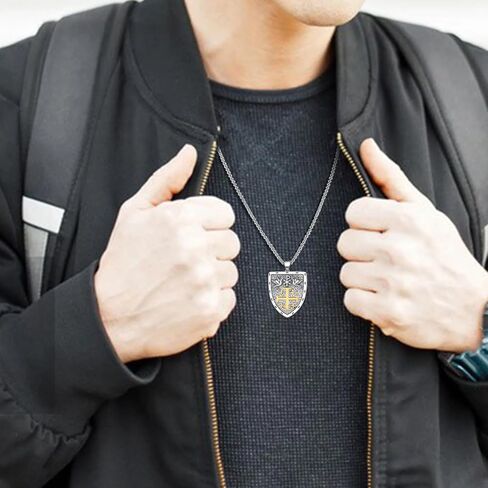 Jerusalem Cross Necklace 925 Sterling Silver Jerusalem Cross Necklace for Men Episcopal Gifts for Men Women in Saudi Arabia