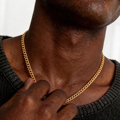 3.6MM 14K Gold Chain for Men 14K Gold Necklaces for Women Gold Cuban Link Chain for Men Necklaces Flat-Cut Surface with Mirror-Like Finish Chunky Cuban Link Chains for Mens 16/18/20/22/24 in in Kuwait