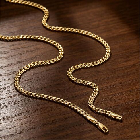 3.6MM 14K Gold Chain for Men 14K Gold Necklaces for Women Gold Cuban Link Chain for Men Necklaces Flat-Cut Surface with Mirror-Like Finish Chunky Cuban Link Chains for Mens 16/18/20/22/24 in in Kuwait