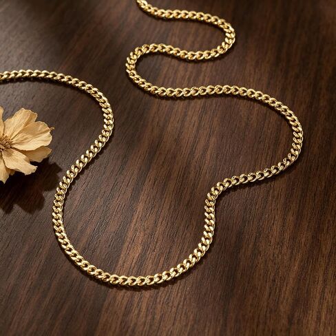 3.6MM 14K Gold Chain for Men 14K Gold Necklaces for Women Gold Cuban Link Chain for Men Necklaces Flat-Cut Surface with Mirror-Like Finish Chunky Cuban Link Chains for Mens 16/18/20/22/24 in in Kuwait