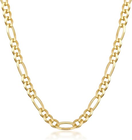 HEON 24K Gold Plated 925 Sterling Silver Solid 3.80mm Figaro Link Chain Necklace for Men Women, Hypoallergenic Non-Tarnish Jewelry in Saudi Arabia