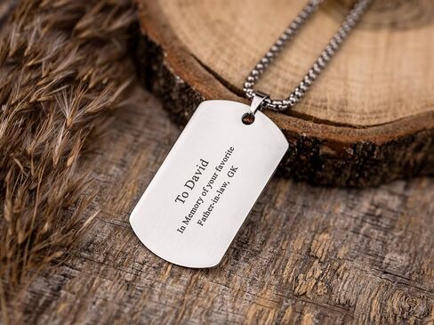 Personalized Fingerprint Necklace with Handwriting - Memorial Keepsake Jewelry - Remembrance Grief Gift for Loss of Father, Thumbprint Dog Tag Jewellery for Men (C.2) in Kuwait