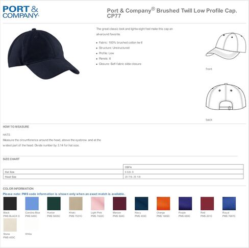 Port & Company Brushed Twill Low Profile Cap - CP77 in Kuwait