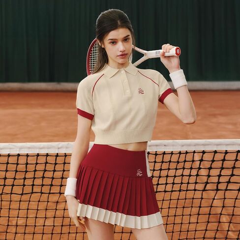 2 Piece Tennis Skirt Set for Women Color Block High Elasticity Ventilate Athleisure Sets Suitable for Golf, Pickleball in Saudi Arabia