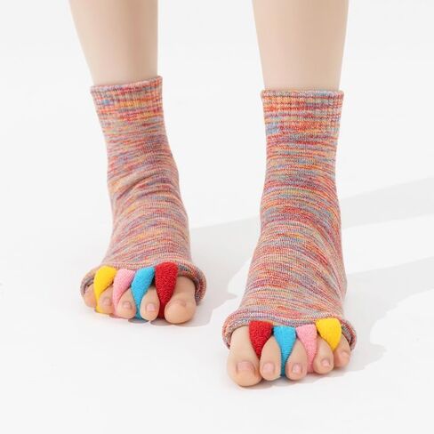 Toe Separator Socks Comfortable Alignment Socks Washable Massage Socks for Sport Yoga Pink in Kuwait