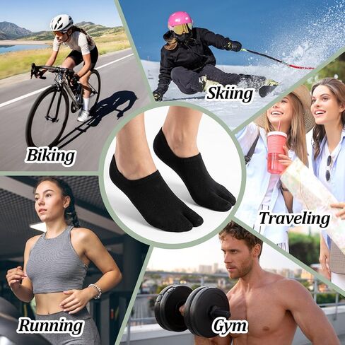 Andibro 4 Pairs Low Cut Tabi Socks, Japanese Split Toe Ankle Short Socks Flip Flop Tabi Socks for Men Women Geta Sneaker Loafer Boat Shoes Flats in Kuwait