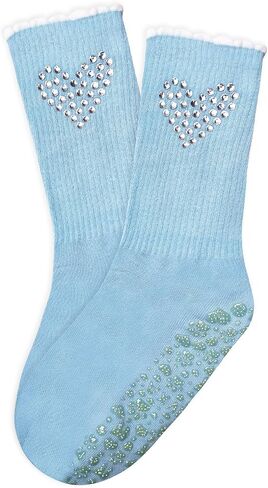 1/2/3/4 Pairs Cute Pilates Grip Socks for Women Ruffle Rhinestone Crew Non Slip Grip Socks for Yoga, Barre,Work in Saudi Arabia