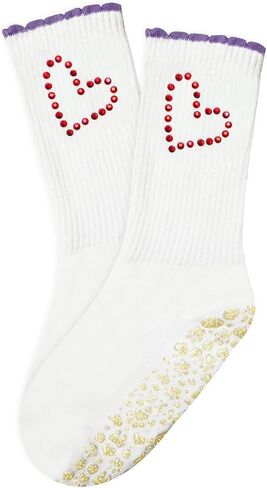 1/2/3/4 Pairs Cute Pilates Grip Socks for Women Ruffle Rhinestone Crew Non Slip Grip Socks for Yoga, Barre,Work in Saudi Arabia