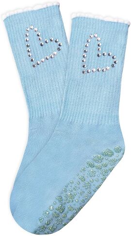 1/2/3/4 Pairs Cute Pilates Grip Socks for Women Ruffle Rhinestone Crew Non Slip Grip Socks for Yoga, Barre,Work in Saudi Arabia