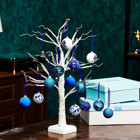 MiniInflat 24 Pcs 2 Inch Tree Ornaments Bulk Sequin Hanging Ball Special Day Decorations Cloth Pendants Flower Ornaments for Birthday Party Indoor Outdoor Decor(Blue,Fathers Day) in Kuwait