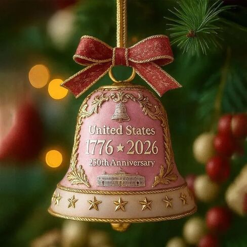 250th Anniversary Commemorative Bell Christmas Ornament | Semiquincentennial Patriotic Decor | Historical American Landmark Souvenir Gift for Veterans, Collectors, and History Buffs-Style A in Kuwait