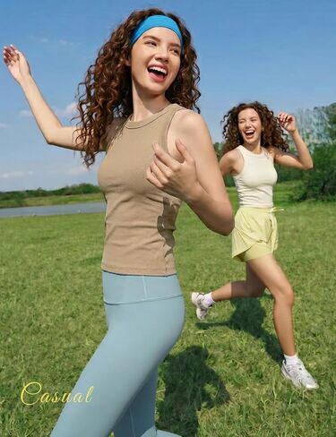 Arssm Women Tank Tops with Built in Bras Basic Sleeveless Shirts Ribbed Padded Racerback Fitted Tank Tops in Kuwait