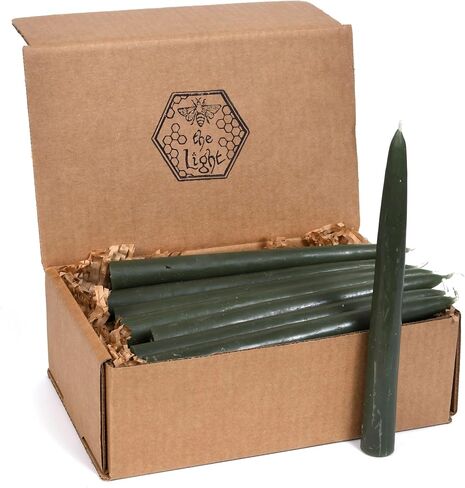 100% Pure Beeswax Taper Candles - All-Natural Handmade Decorative & Dipped Smokeless Unscented Candles for Christmas, Advent, and Hanukkah, Yellow, 8.5 Inches, 12 Candle Set, by BeeTheLight in Saudi Arabia