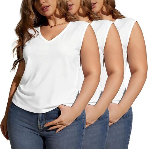 Women's Plus Size Camisole Tops, Basic Soft Knit Slim Fit Tank Tops in Saudi Arabia