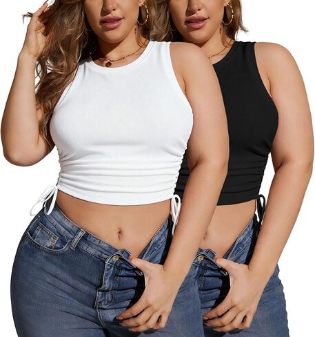 Women's Plus Size Camisole Tops, Basic Soft Knit Slim Fit Tank Tops in Saudi Arabia