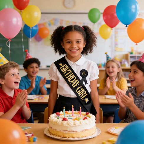It's My Birthday Brooch Pin and Sash Set, Black and Gold Birthday Ribbon Satin Fabric Rosette Button Badge and Sash, Cute Happy Birthday Accessories for Party Decorations and Celebrations for Women in Saudi Arabia