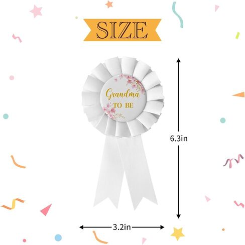 Grandma to Be Pin - White Ribbon Baby Shower Button Badge, Gift for New Grandma | Party Celebration Decoration 1pc Pink Flower Pattern in Saudi Arabia