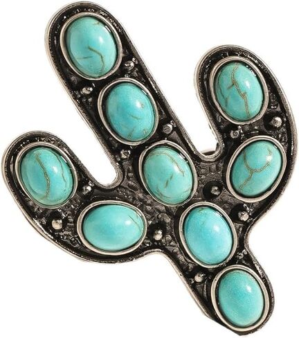 Boho Turquoise Ring for Women Western Stackable Knuckle Rings Vintage Cactus Flower Midi Finger Ring Hippie Statement Rings Jewelry Gifts for Women in Kuwait
