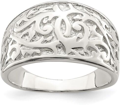 JewelryWeb خاتم من الفضة الإسترليني عيار 925 مصقول بتصميم دوامة بعرض 11 مم للنساء in Kuwait