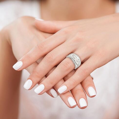 JewelryWeb خاتم من الفضة الإسترليني عيار 925 مصقول بتصميم دوامة بعرض 11 مم للنساء in Kuwait