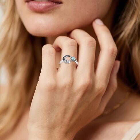 Sun and Moon Ring Sterling Silver Crescent Moon Open Ring Adjustable Ring Jewelry Gifts for Women in Saudi Arabia