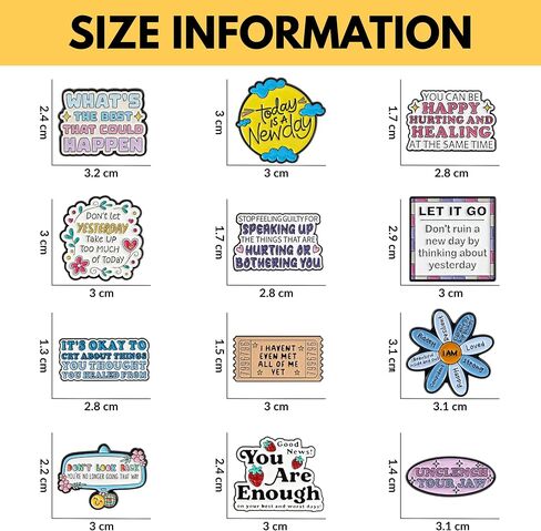 Mental Health Enamel Pin Set - 12 Pcs Positive Affirmation Enamel Pins, Inspirational Quote Lapel Pins for Backpack, Hat, Jacket, Cute Aesthetic Self Love Gifts in Saudi Arabia