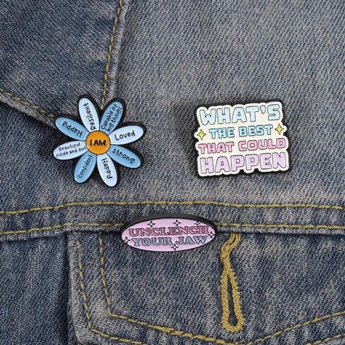 Mental Health Enamel Pin Set - 12 Pcs Positive Affirmation Enamel Pins, Inspirational Quote Lapel Pins for Backpack, Hat, Jacket, Cute Aesthetic Self Love Gifts in Saudi Arabia