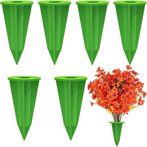 Artificial Flowers Holder for Outdoors and Indoor, 6 PCS Floral Ground Spike for Door Yard Porch Patio Garden Window Box Office Table Kitchen Home Planter Pot Vase Flowerpot Decorations (Black) in Kuwait
