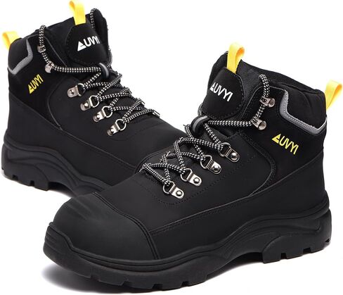 AUVYI Waterproof Work Boots For Men - Steel Toe Boots Comfortable Safety Wide Toe Shoes for Men, Slip Resistant botas de trabajo para hombre Work Shoes for Industrial & Construction in Kuwait