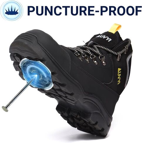 AUVYI Waterproof Work Boots For Men - Steel Toe Boots Comfortable Safety Wide Toe Shoes for Men, Slip Resistant botas de trabajo para hombre Work Shoes for Industrial & Construction in Kuwait