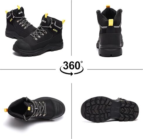 AUVYI Waterproof Work Boots For Men - Steel Toe Boots Comfortable Safety Wide Toe Shoes for Men, Slip Resistant botas de trabajo para hombre Work Shoes for Industrial & Construction in Kuwait