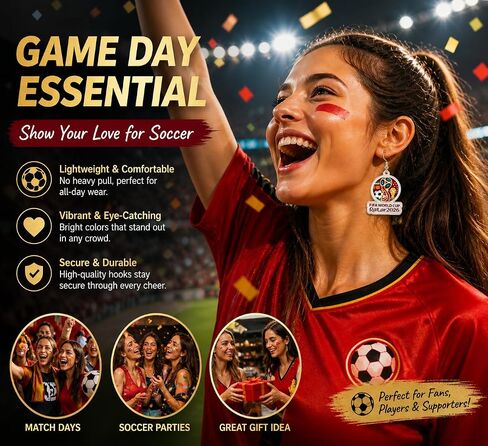 Soccer Dangle Earrings for Women, 3D Football Drop Earrings, Sport Themed Jewelry for Game Day, Cute Soccer Ball Earrings for Sports Fans, Summer Trendy Accessories Gift in Kuwait