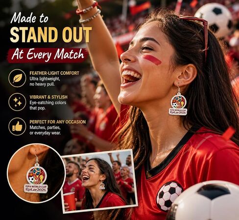 Soccer Dangle Earrings for Women, 3D Football Drop Earrings, Sport Themed Jewelry for Game Day, Cute Soccer Ball Earrings for Sports Fans, Summer Trendy Accessories Gift in Kuwait