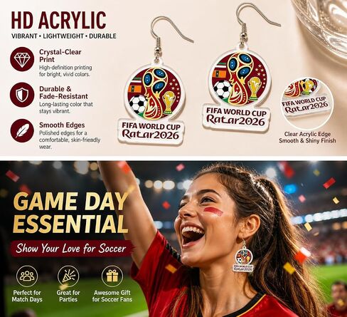 Soccer Dangle Earrings for Women, 3D Football Drop Earrings, Sport Themed Jewelry for Game Day, Cute Soccer Ball Earrings for Sports Fans, Summer Trendy Accessories Gift in Kuwait