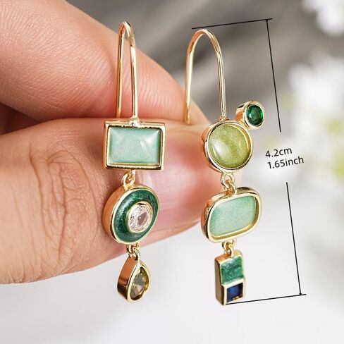 Bohemian Synthetic Gemstone Drop Earrings for Women Casual Party Vintage Asymmetry Earrings Jewelry in Kuwait