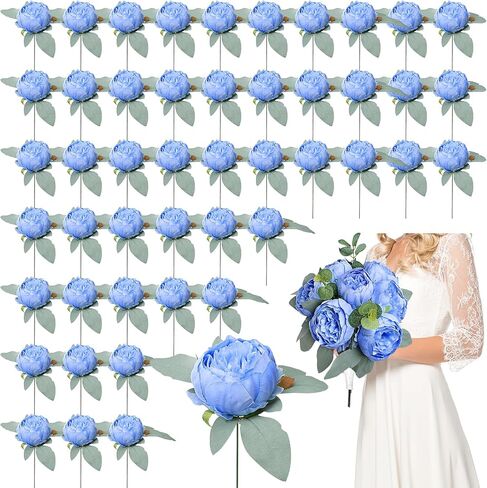 50Pcs Artificial Peonies Flowers Bulk, 4’’ White Peonies Fake Flowers Heads for Table, Faux Silk Peony Arrangements for Wedding, Valentine, Engagement, Party, Coffee, Dining Decorations in Kuwait