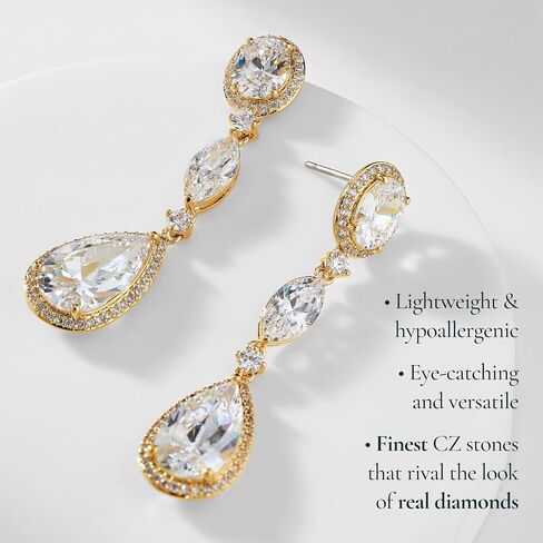Nadri Teardrop Earrings for Women - 18k-Gold-Plated Dangle Earrings for Women - Bridal Gifts and Wedding Jewelry - Hypoallergenic Jewelry in Saudi Arabia