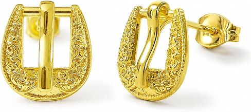 Belt Buckle Western Earrings for Women, Vintage Engraved Cowgirl Earrings, Cowboy Stud Earrings for Women, Country Music Festival Jewelry in Saudi Arabia