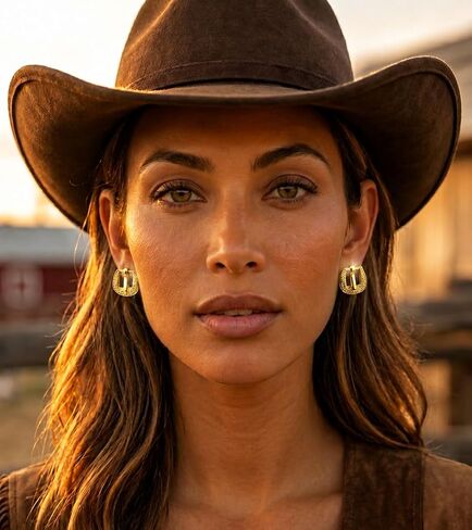 Belt Buckle Western Earrings for Women, Vintage Engraved Cowgirl Earrings, Cowboy Stud Earrings for Women, Country Music Festival Jewelry in Saudi Arabia
